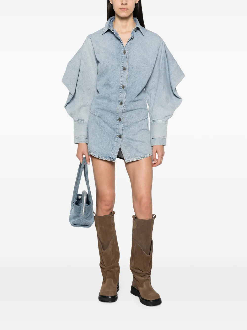 The Attico Mini-jurk met ruches Bruin