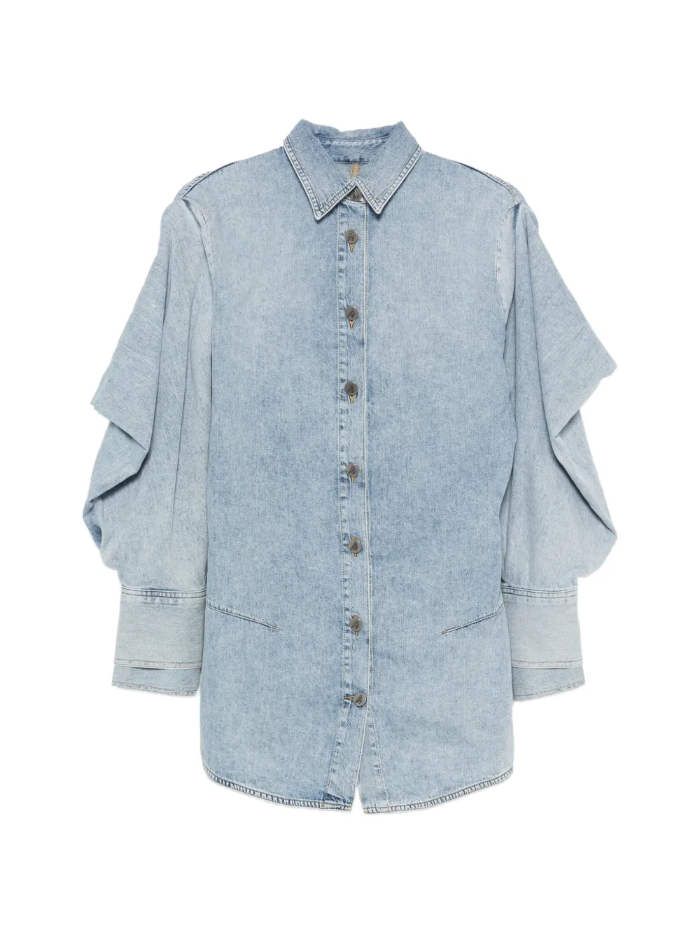 The Attico ruffled long-sleeve mini dress - Marrone