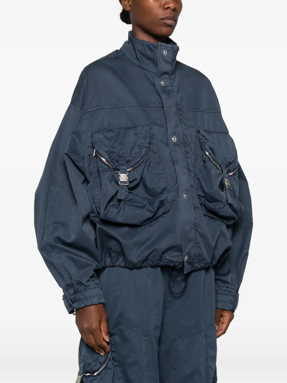 Attico Cargo-pocket Bomber Jacket In Blue