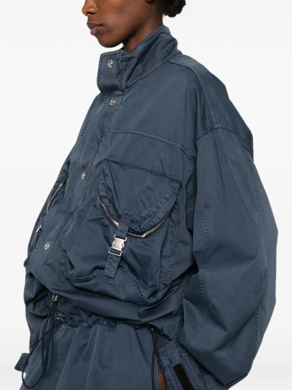 Attico Cargo-pocket Bomber Jacket In Blue