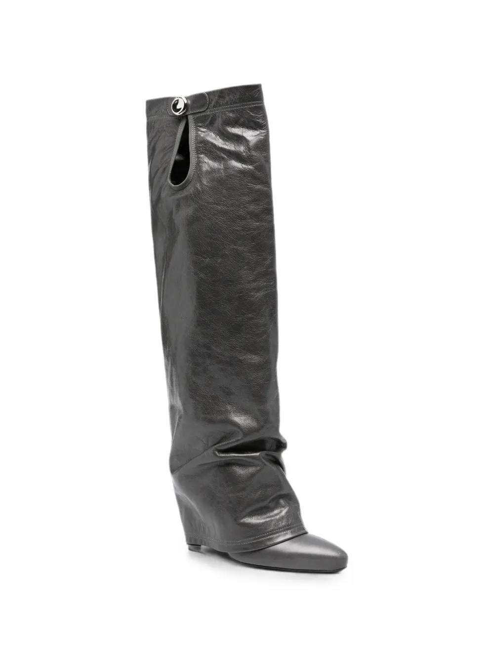 The Attico Leon folded-design knee-high boots Grijs