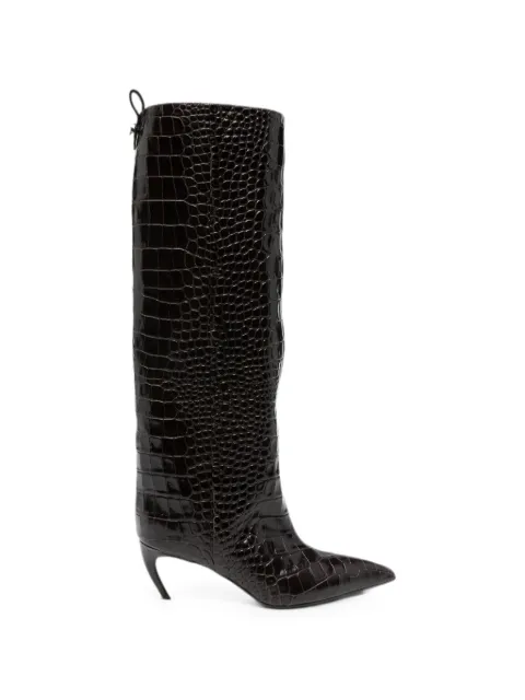 The Attico Lea croc-effect leather knee-high boots