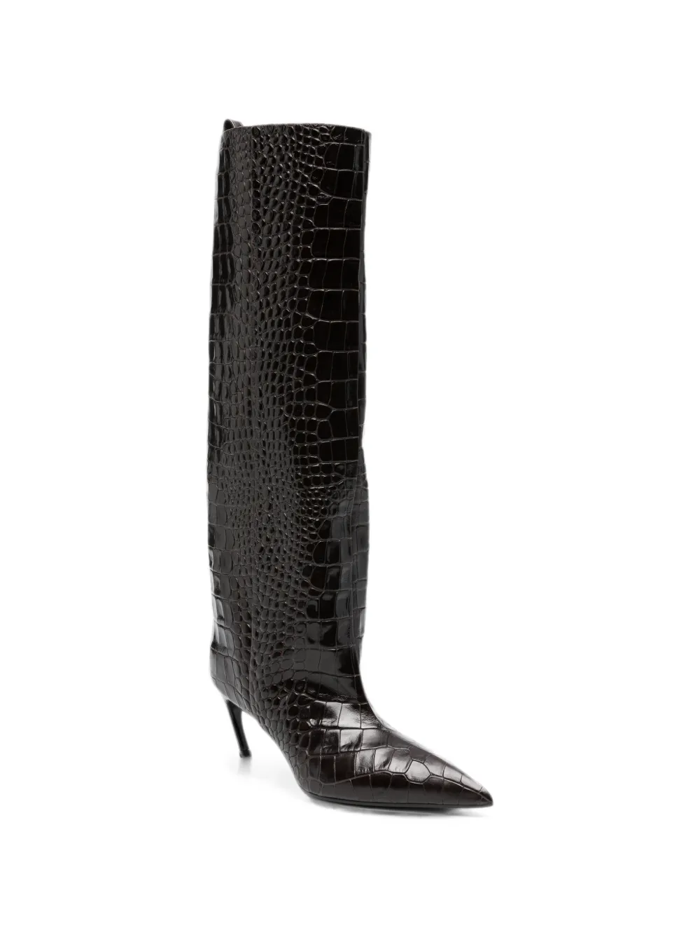 The Attico Lea croc-effect leather knee-high boots Bruin