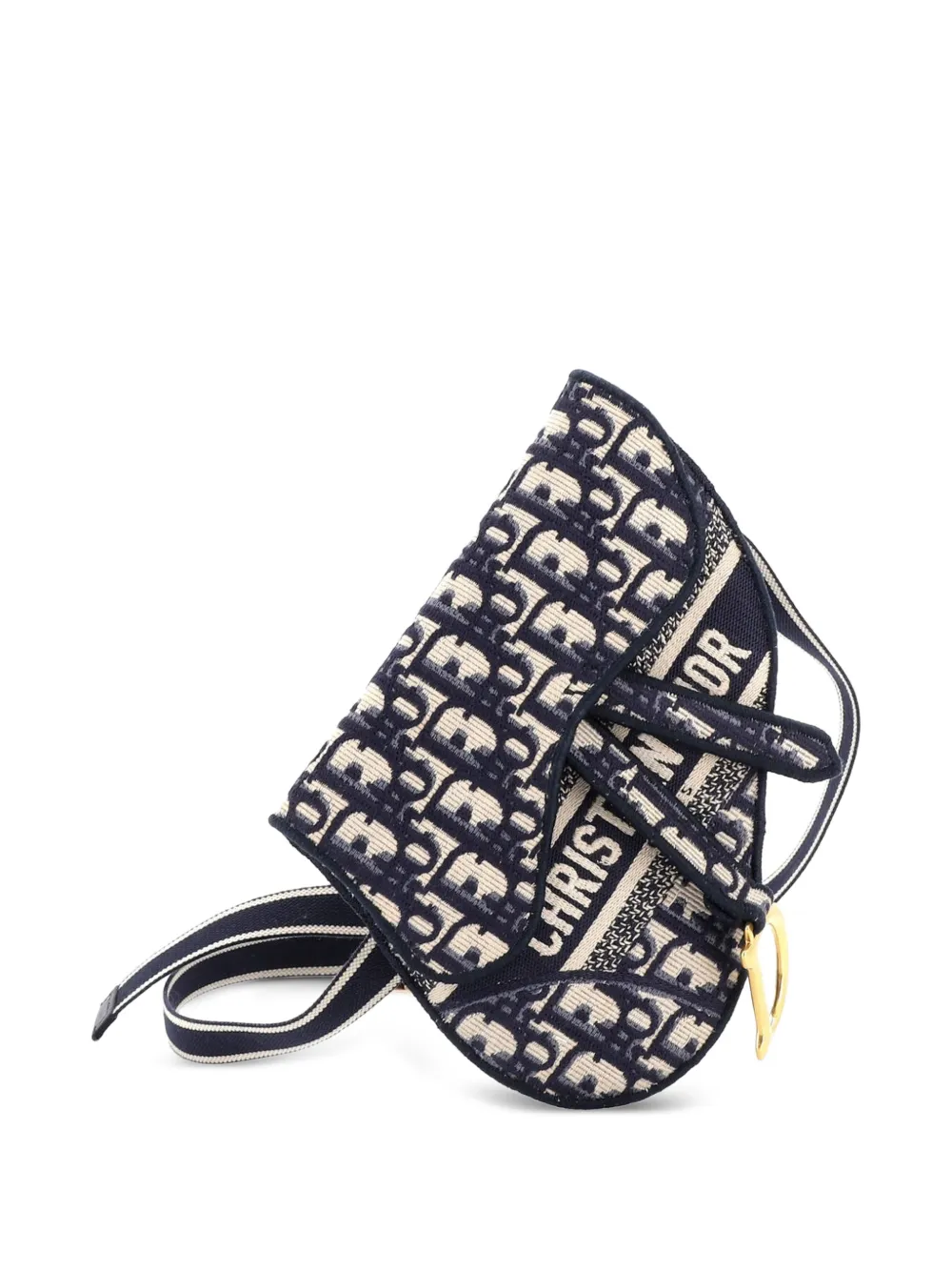 Christian Dior Pre-Owned Saddle Logo Embroidered Oblique Canvas belt bag - Blu