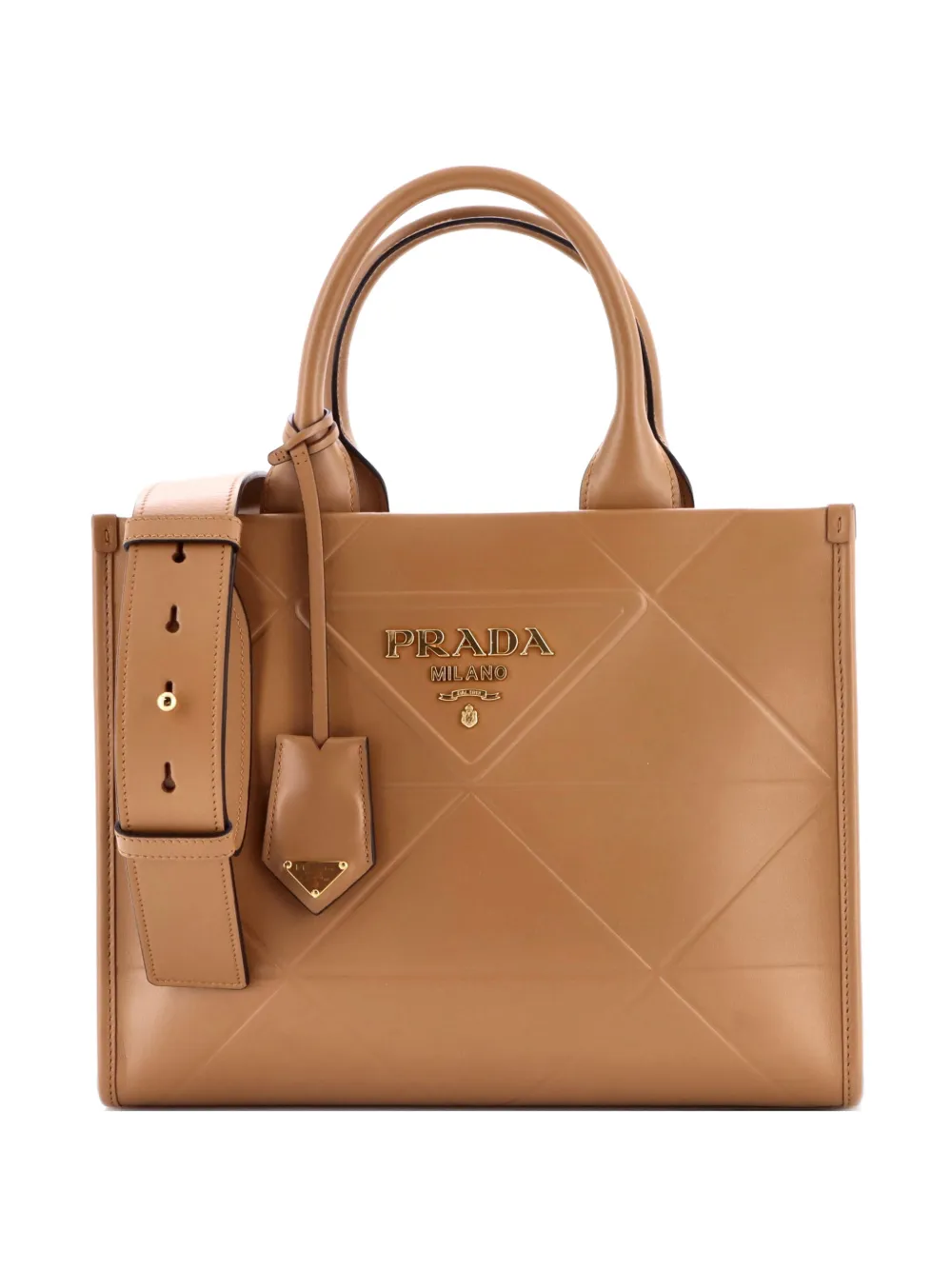 Prada Pre-Owned Symbole Shopper Embossed Leather Small tote bag - Marrone