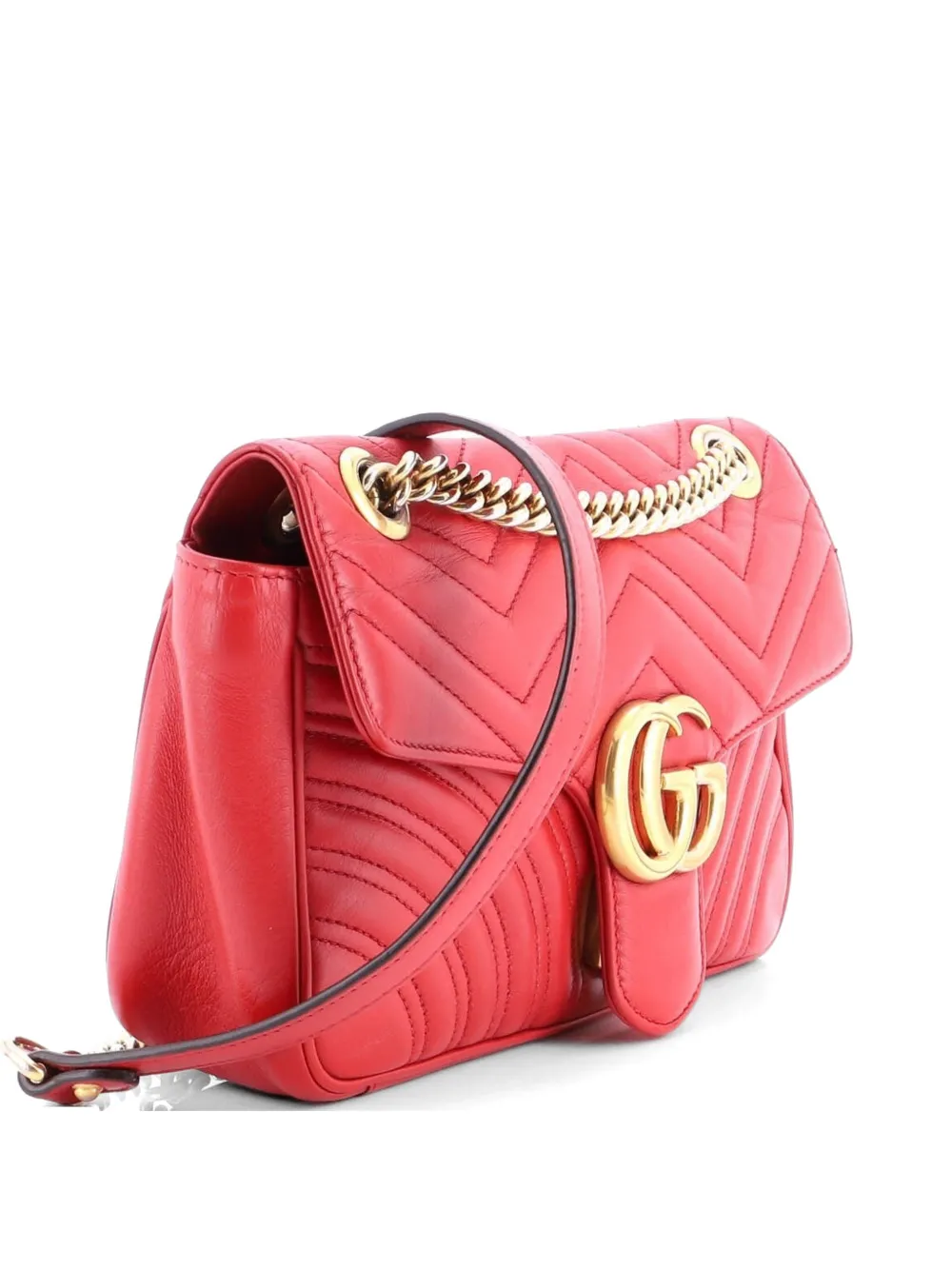 Gucci Pre-Owned GG Marmont Flap Bag Matelasse Leather Small crossbody bag - Rosso