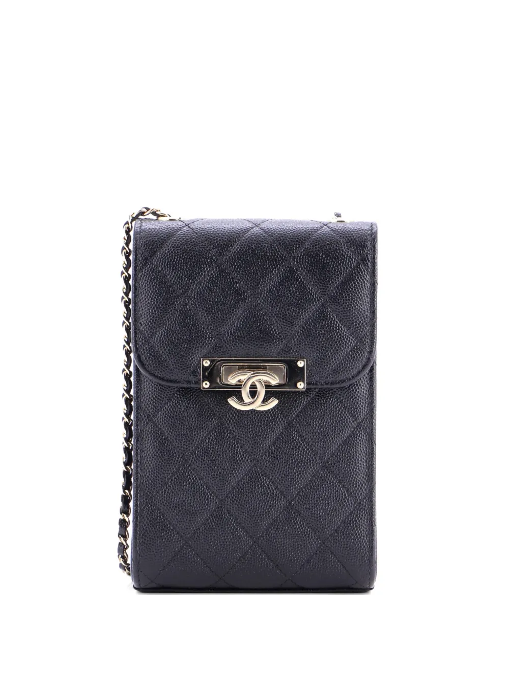 CHANEL Pre-Owned Golden Class Phone Holder Quilted Caviar crossbody bag - Nero