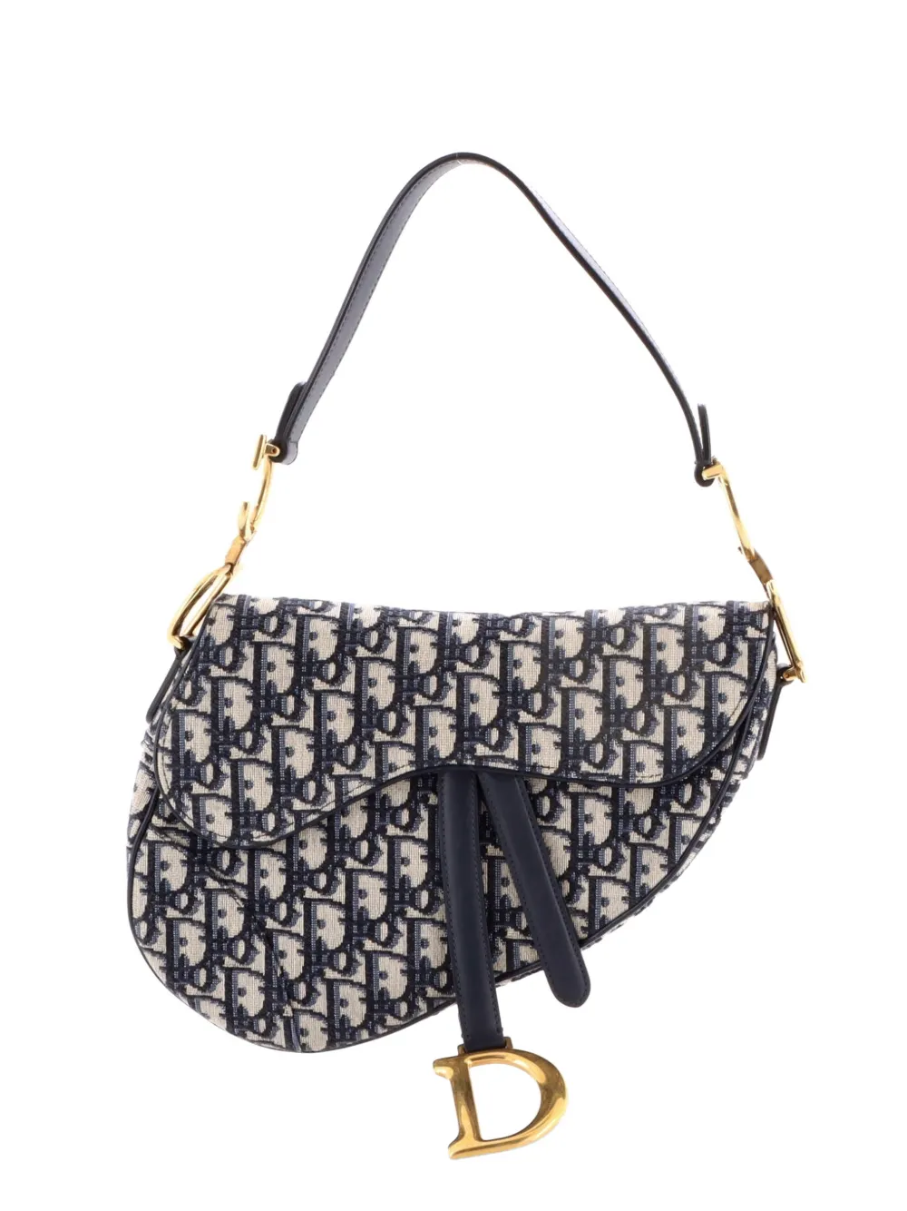 Christian Dior Pre-Owned Saddle Handbag Oblique Canvas Medium shoulder bag - Blu
