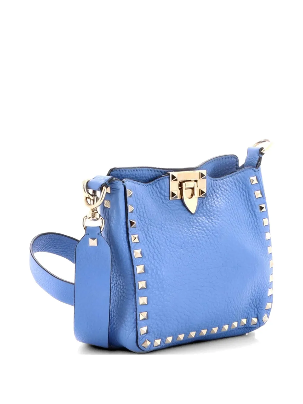 Valentino Garavani Pre-owned Borsa Messenger Rockstud Flip Lock Mini In Pelle Con Battente E Tracolla - Blu 