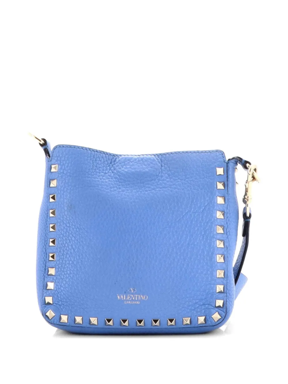 Valentino Garavani Pre-owned Borsa Messenger Rockstud Flip Lock Mini In Pelle Con Battente E Tracolla - Blu 