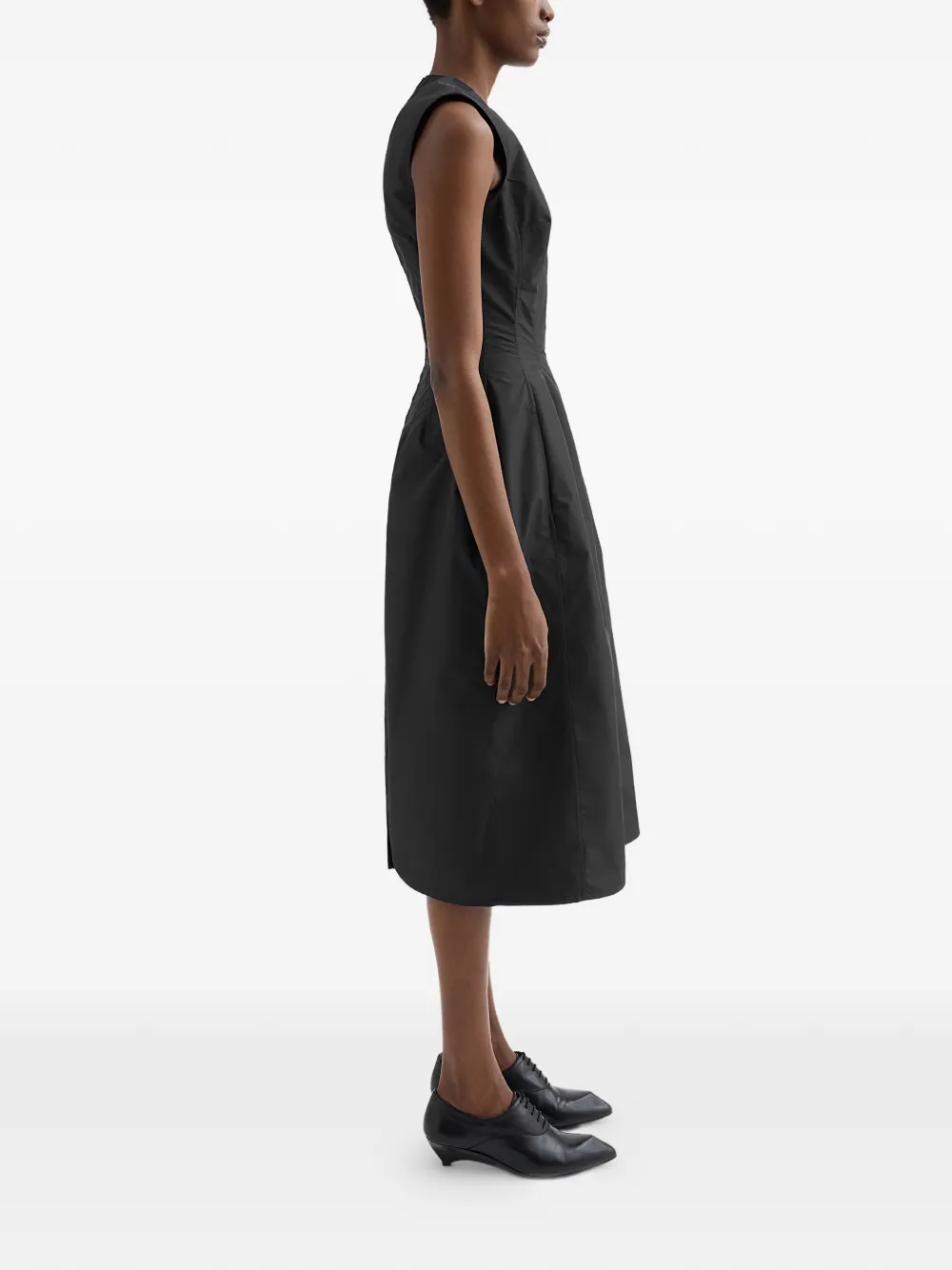 Jil Sander Technische faille midi-jurk Zwart