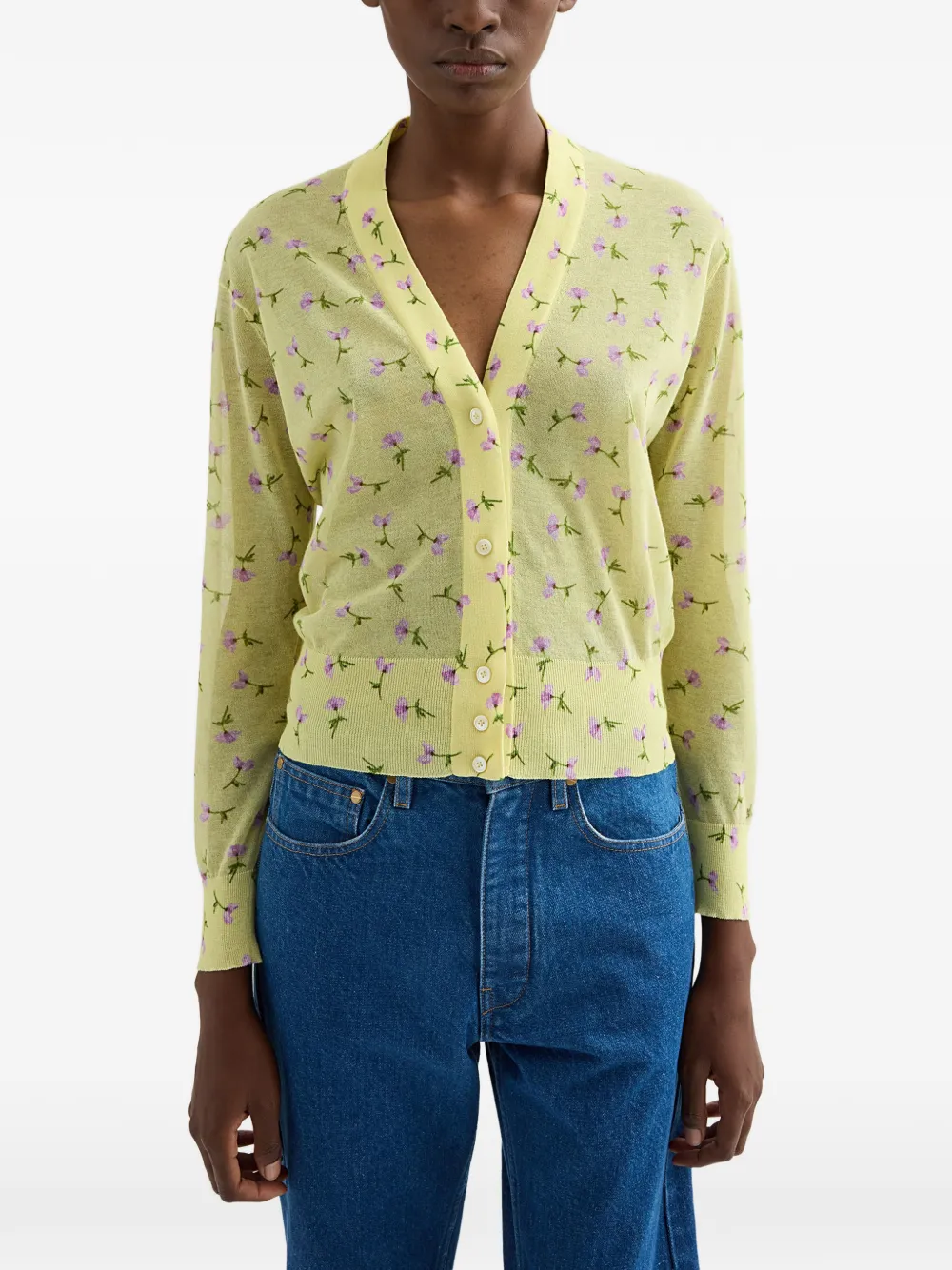  Jil Sander Printed Cardigan - Yellow 