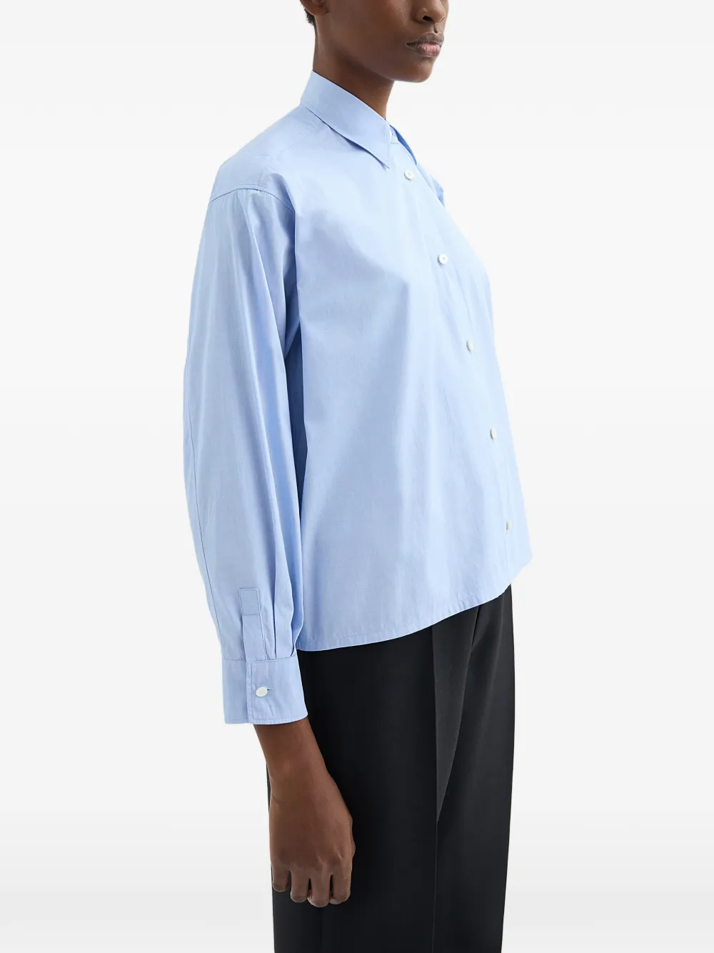 Jil Sander Lichtgewicht fil-à-fil katoenen blouse Blauw