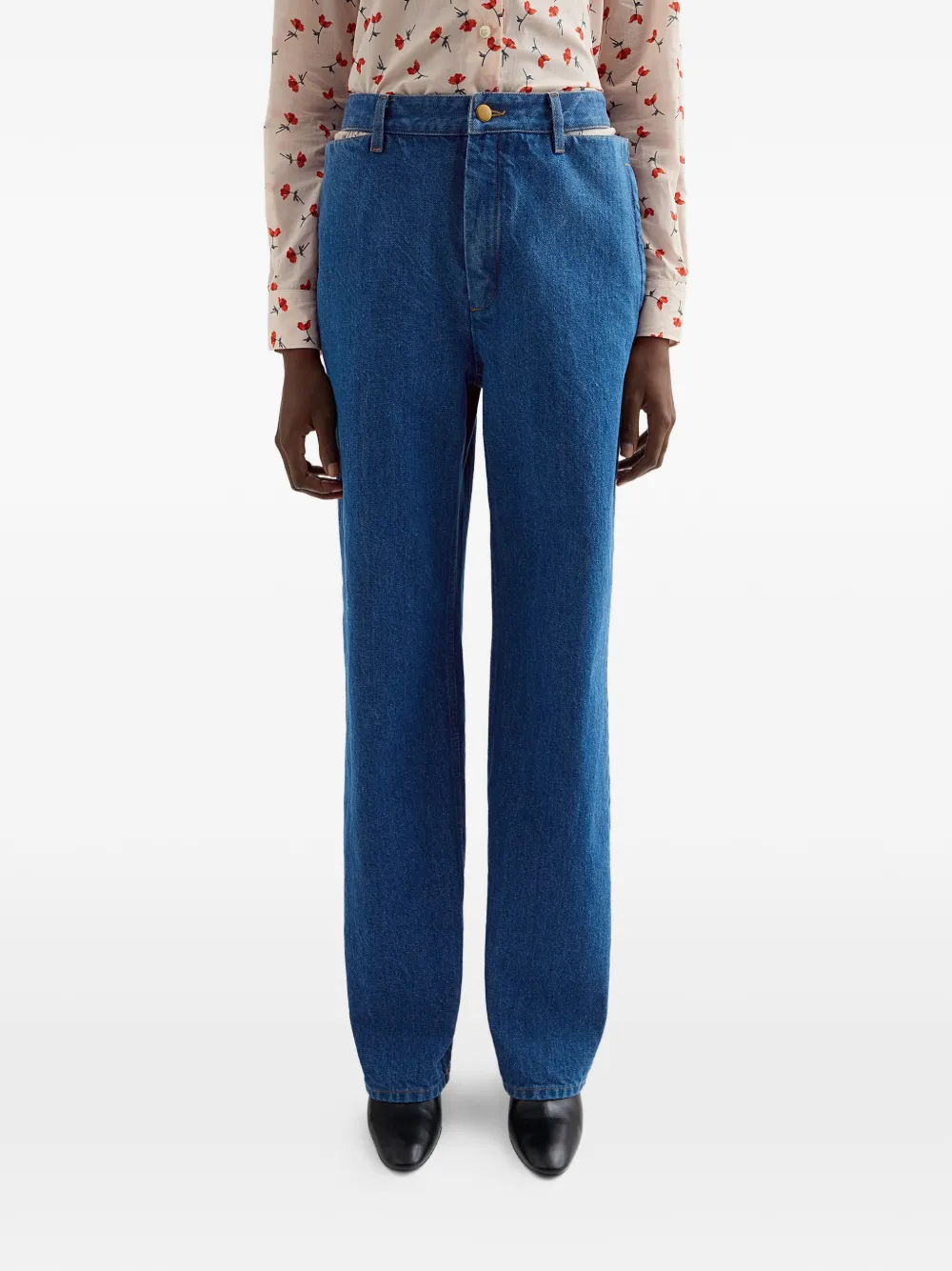 Jil Sander Denim broek met uitgesneden details Blauw