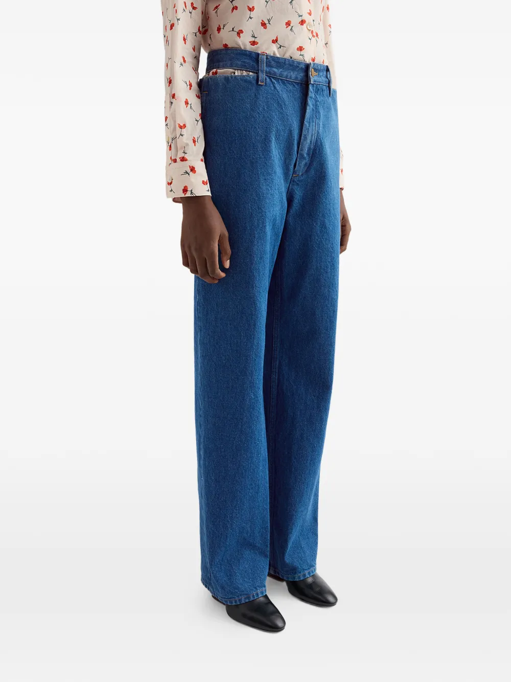 Jil Sander Denim broek met uitgesneden details Blauw