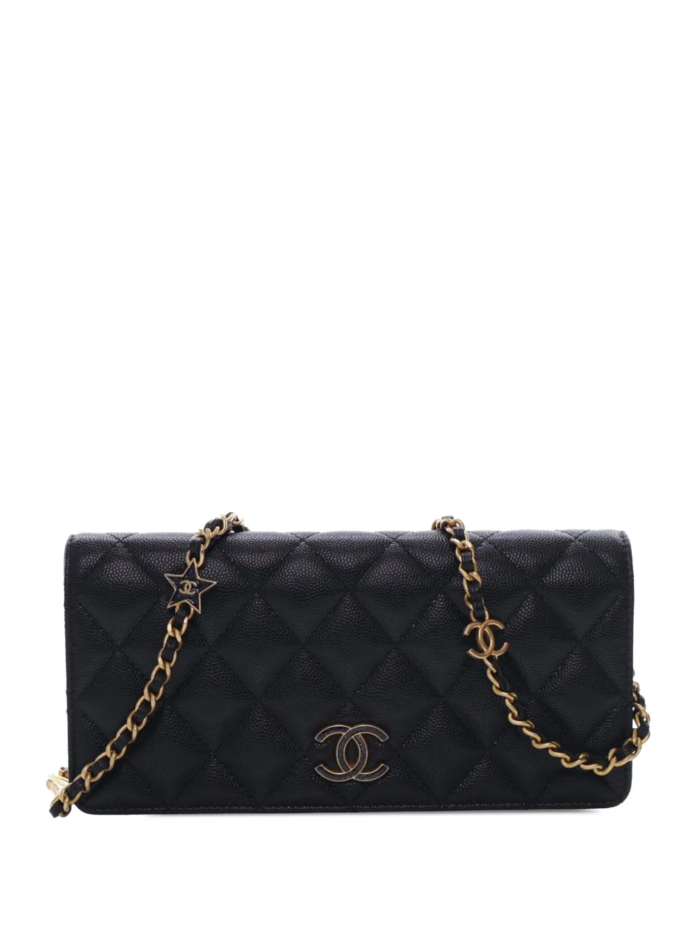 CHANEL Pre-Owned 2021-2025 Quilted Caviar Glitter CC Roller Skate Clutch With Chain shoulder bag - Nero