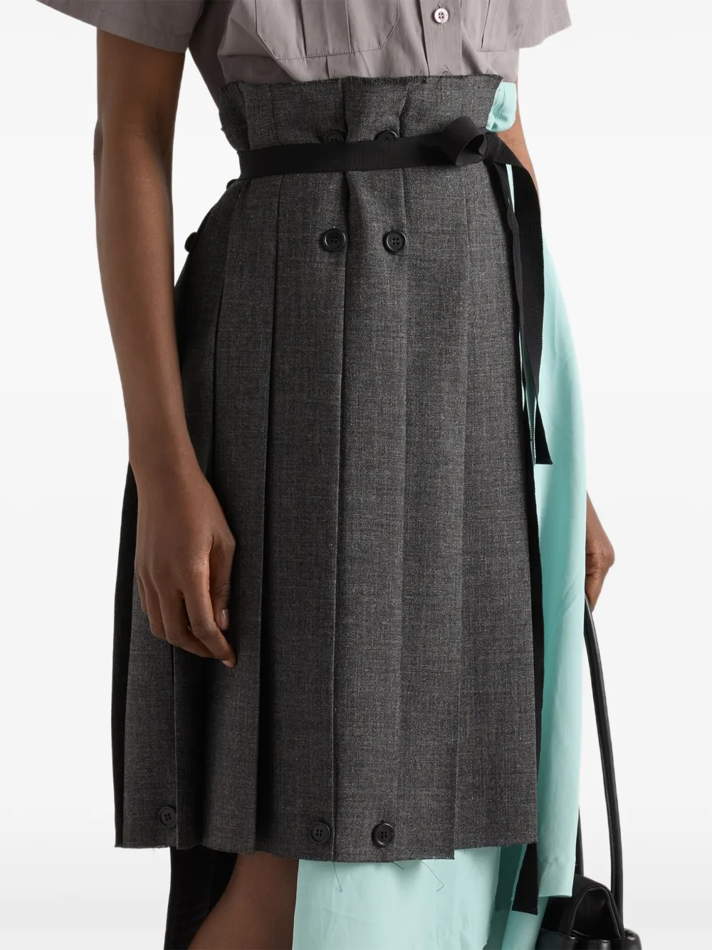 Prada rush stitch fabric patchwork skirt - Grigio