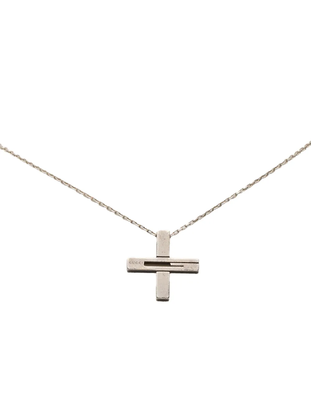 Gucci Pre-Owned 2000-2015 Sterling SIlver G Cut Out Cross Pendant Neckalce necklace - Argento