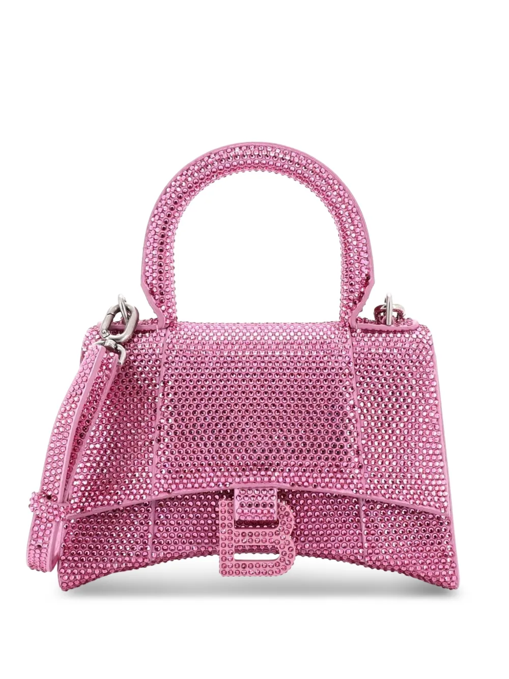 Balenciaga Pre-Owned Hourglass Top Handle Bag Suede with Crystals XS crossbody bag - Rosa