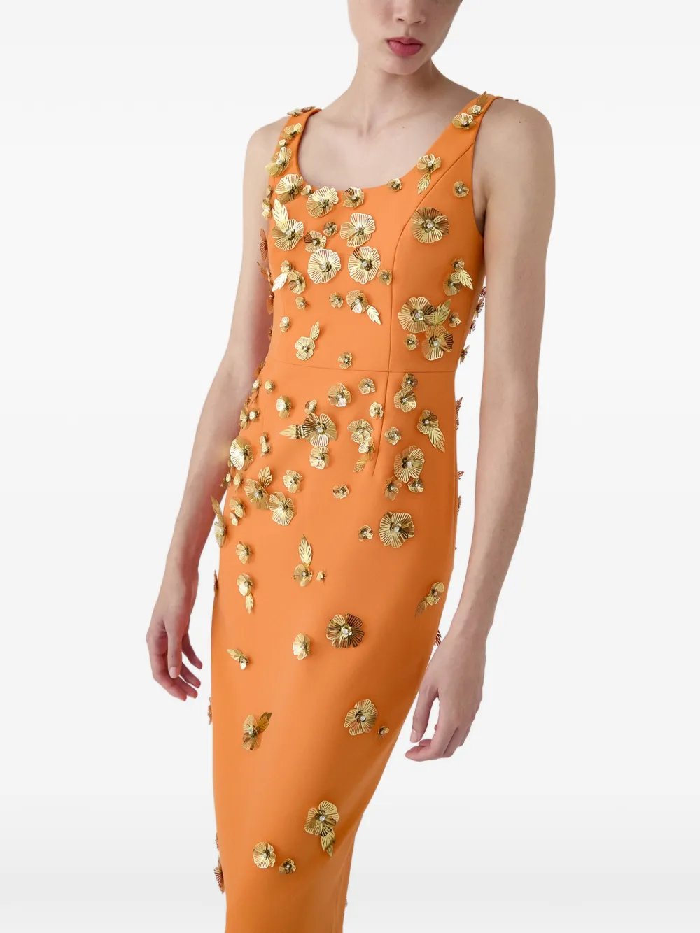 Carolina Herrera Mini-jurk verfraaid met bloemen Oranje