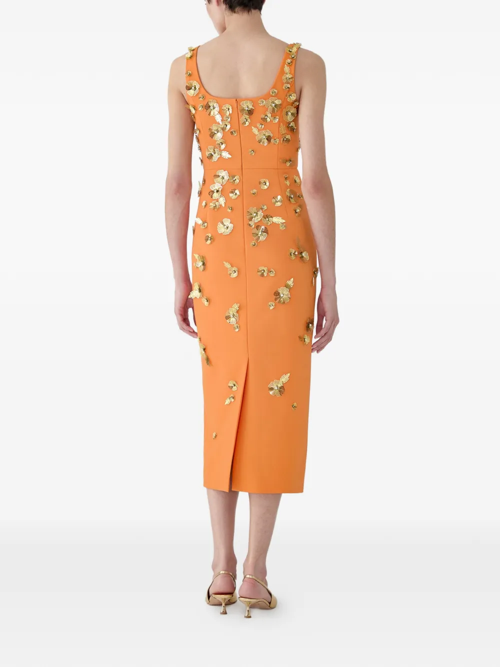 Carolina Herrera Mini-jurk verfraaid met bloemen Oranje