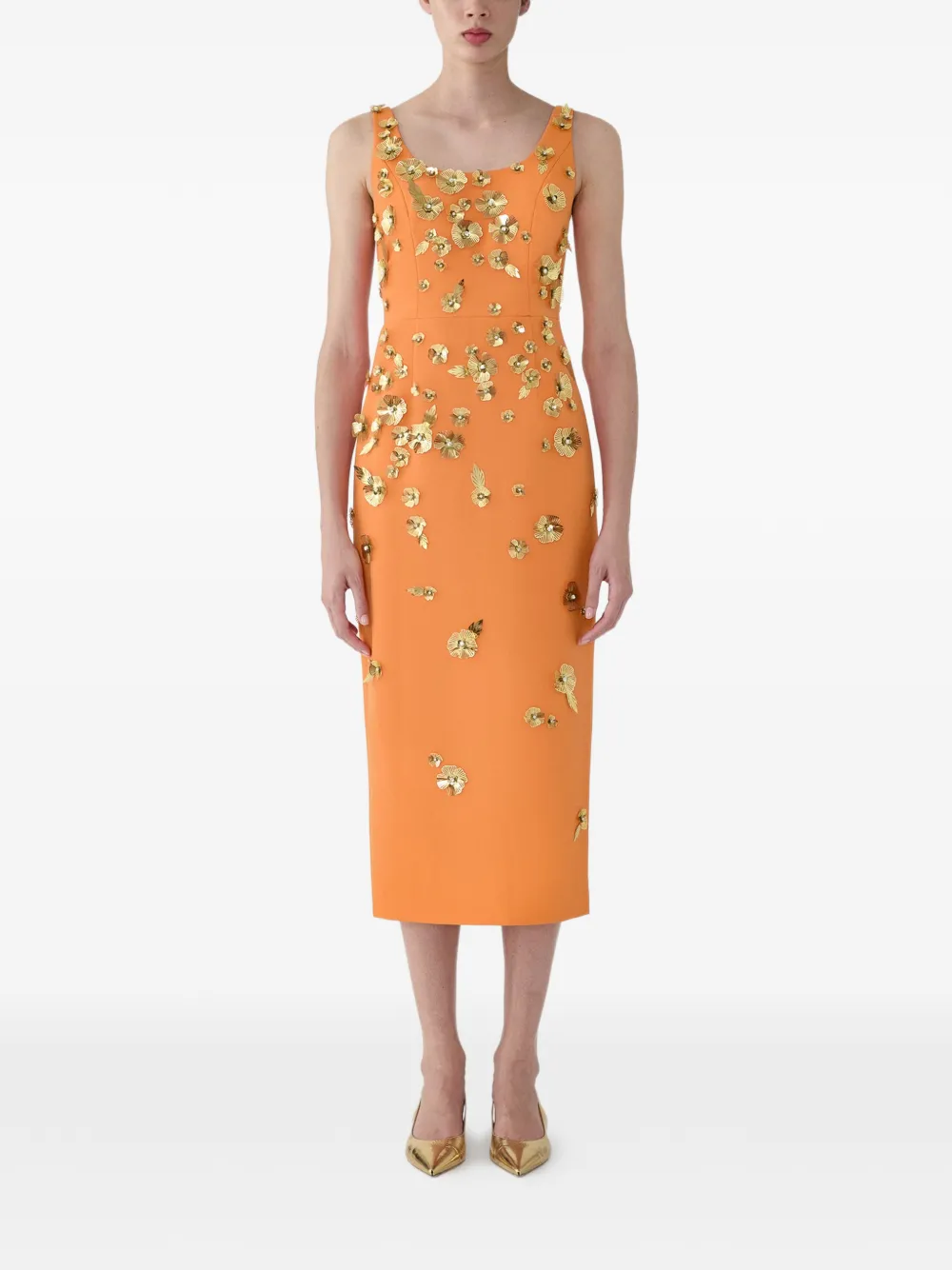 Carolina Herrera Mini-jurk verfraaid met bloemen Oranje