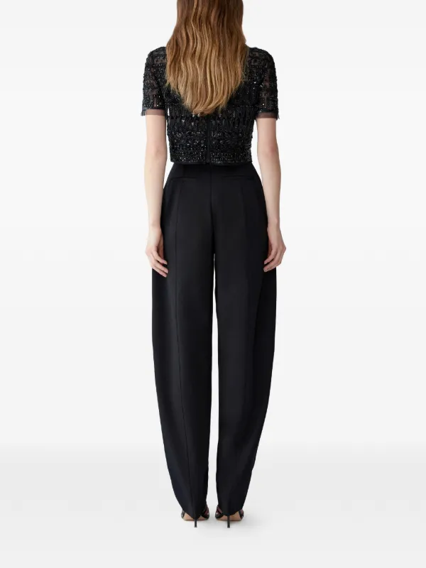 Carolina Herrera Embroidered Tulle Cropped Top | Black | FARFETCH
