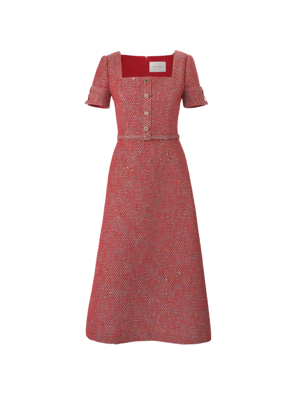 Carolina Herrera lurex tweed A-line midi dress - Rosso