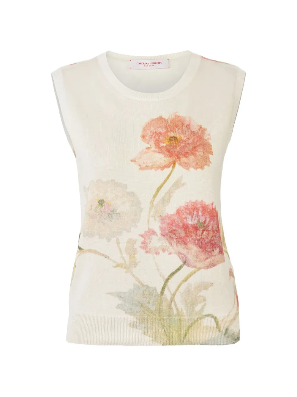 Carolina Herrera Poppy-print tank - Toni neutri