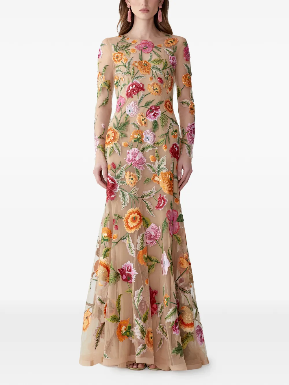 Carolina Herrera Tulen avondjurk Beige