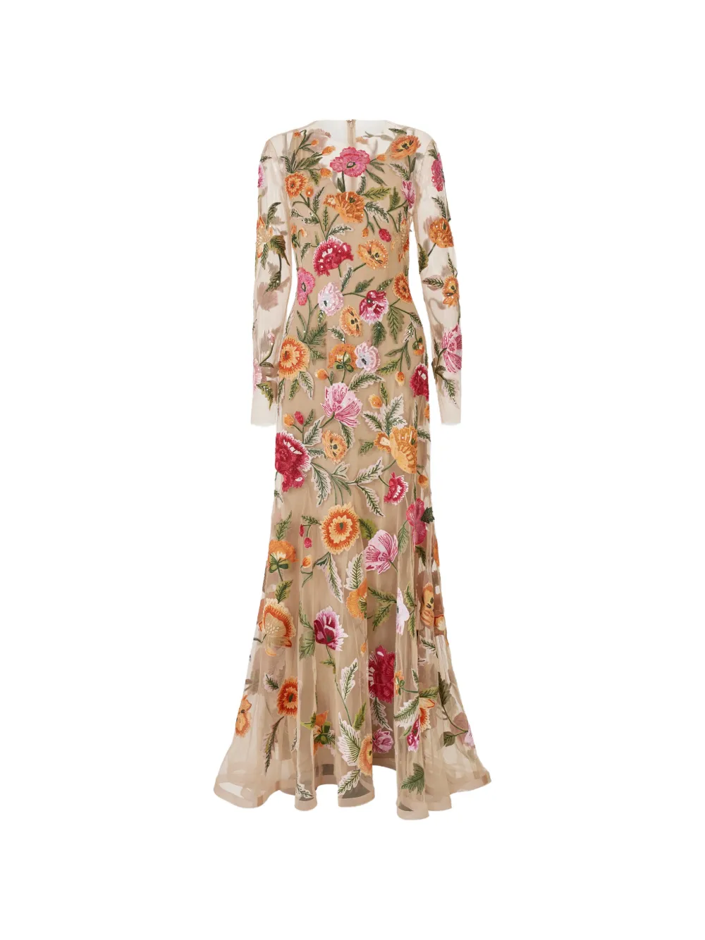 Carolina Herrera floral-embroidered tulle gown - Neutrals