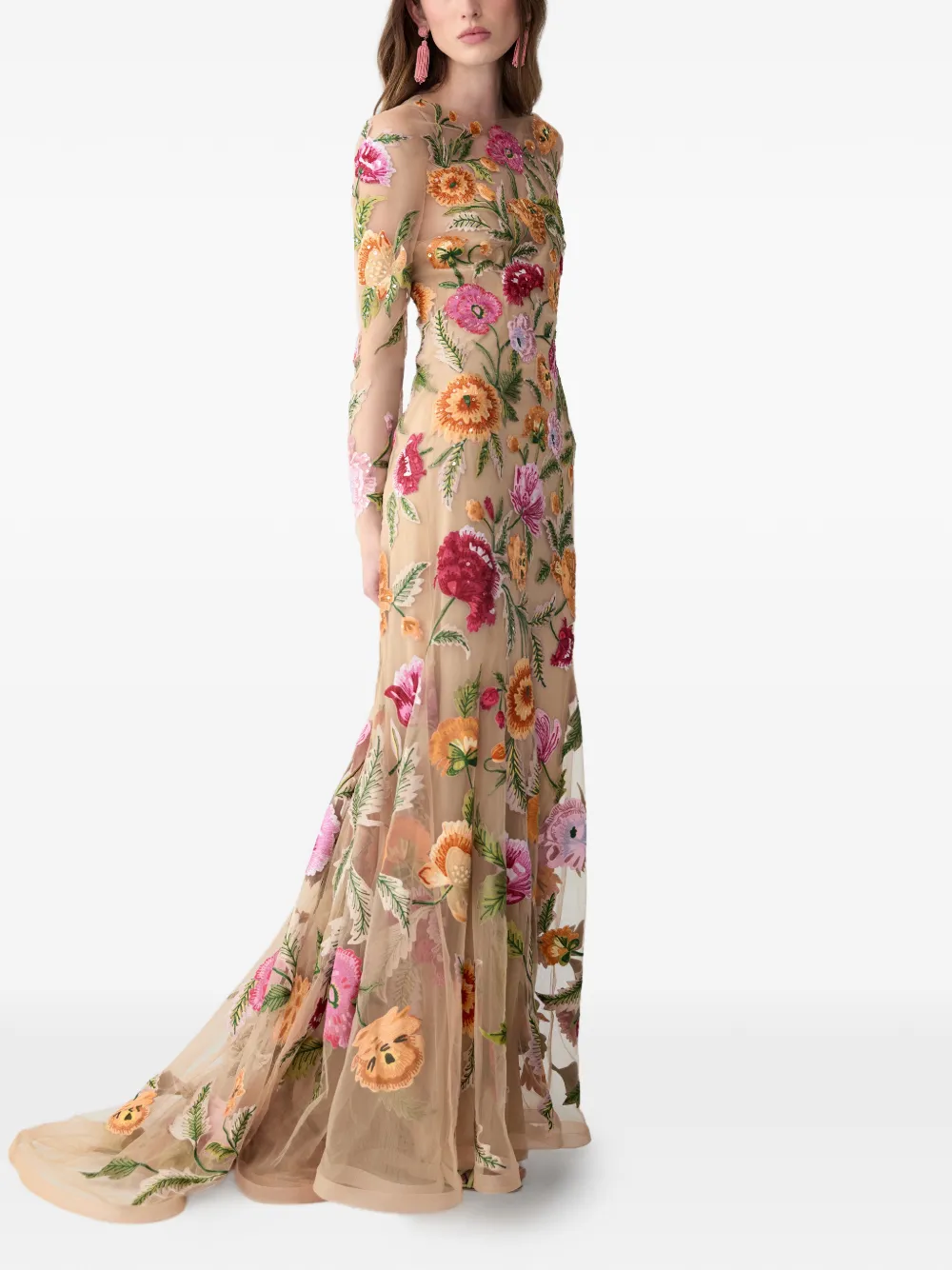 Carolina Herrera Tulen avondjurk Beige