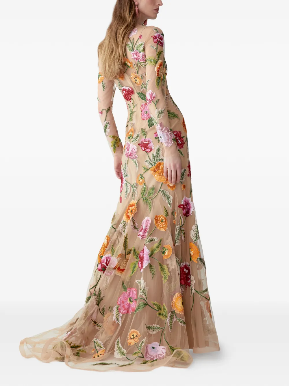 Carolina Herrera Tulen avondjurk Beige