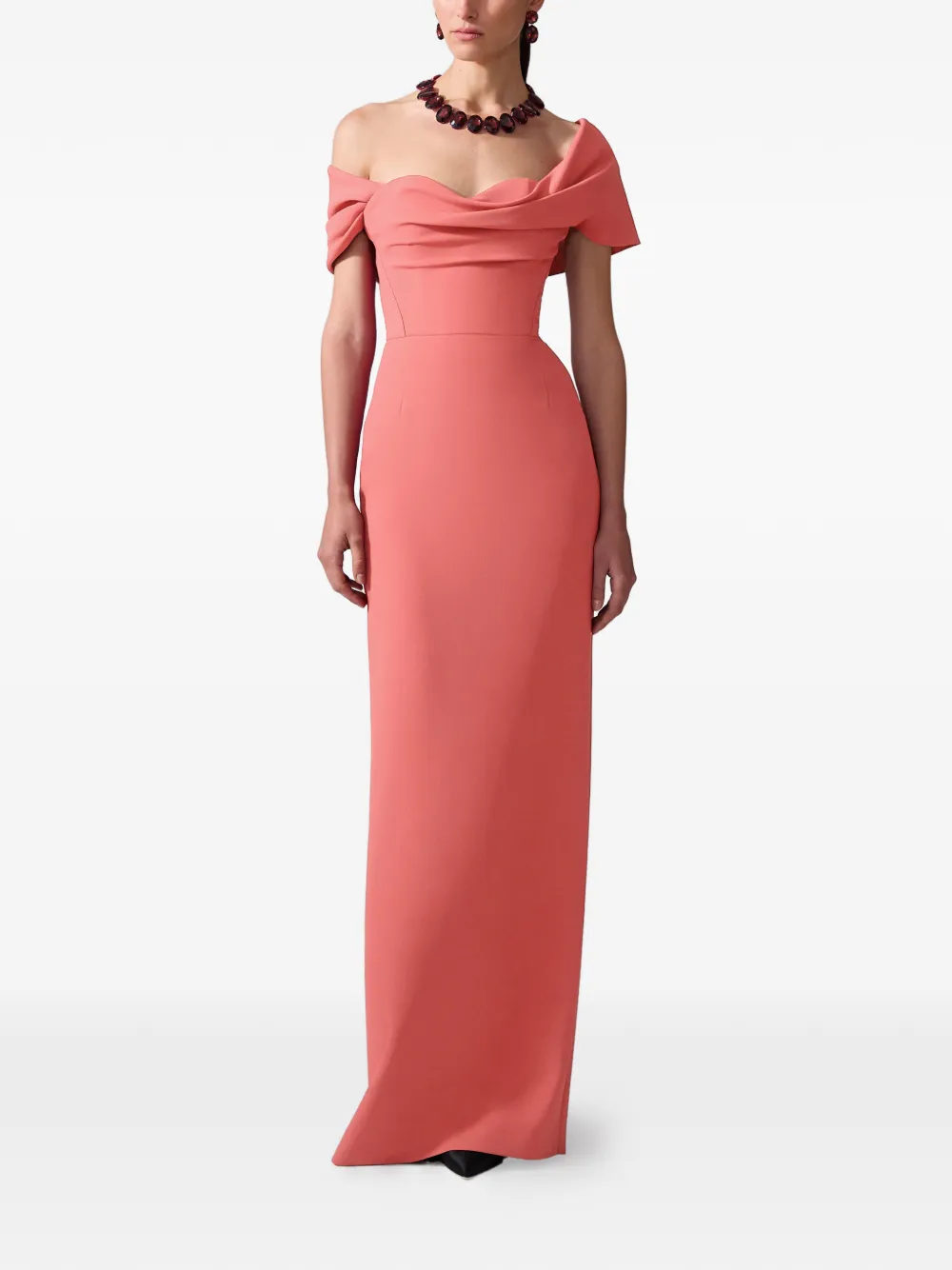 Carolina Herrera Gedrapeerde off-shoulder jurk Roze