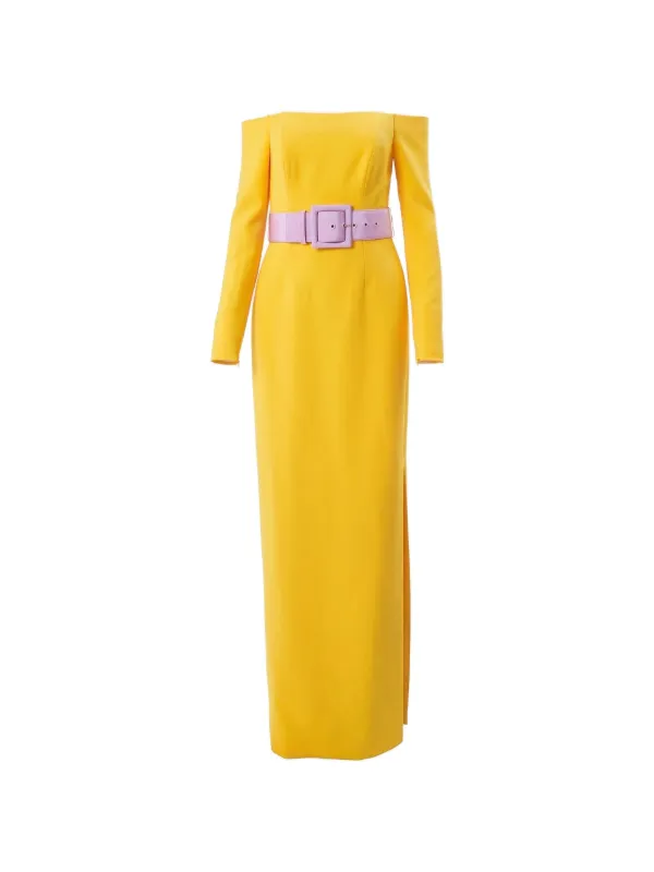carolina herrera yellow dress Herrera, Silk Gown New Wedding Save 28% F/24 F2411E523PEC FREESIA MULTI Puff Yellow Dress Carolina Herrera $2990