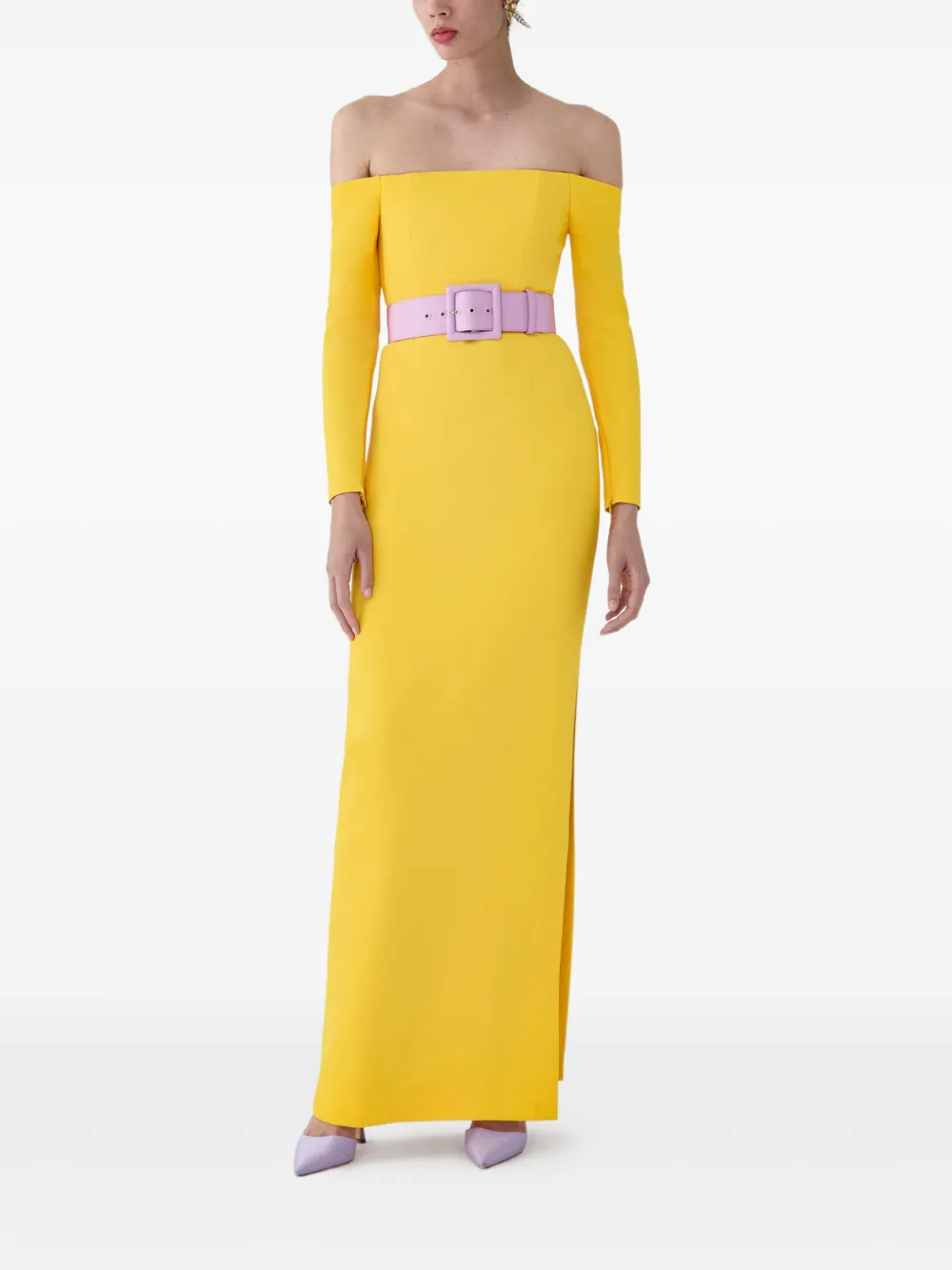 Off-Shoulder Belted Dress