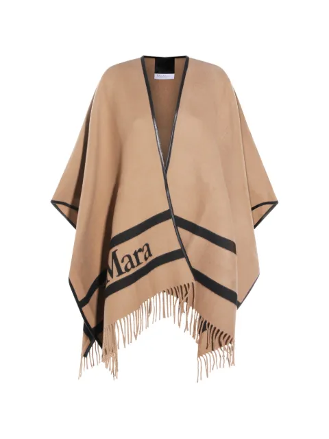 Max Mara poncho con motivo de rayas y flecos