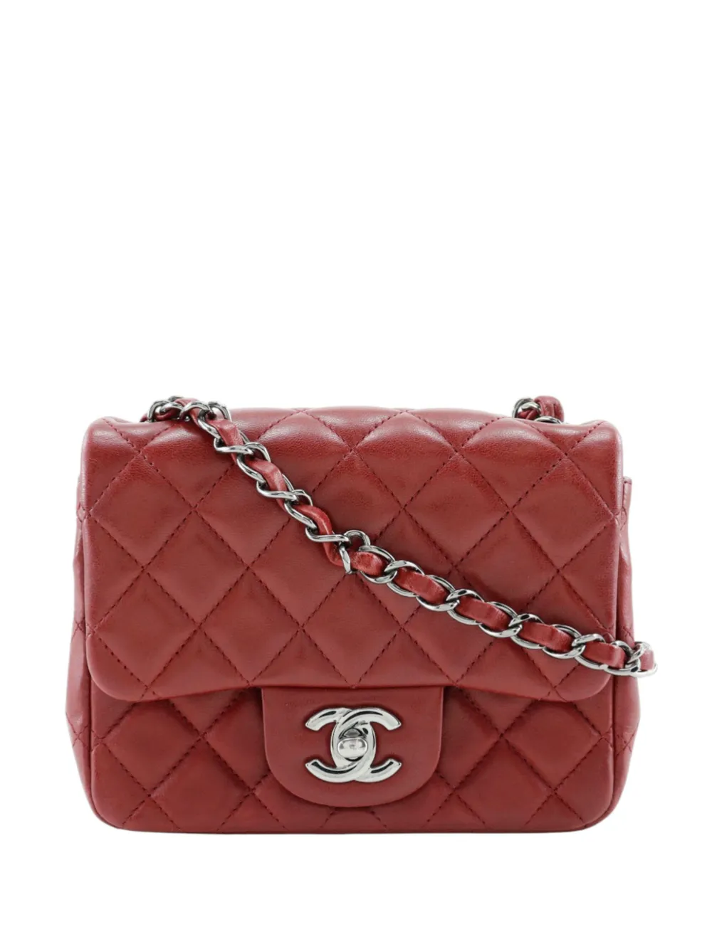 CHANEL Pre-Owned 2013-2014 Mini Square Classic Lambskin Single Flap crossbody bag - Rosso