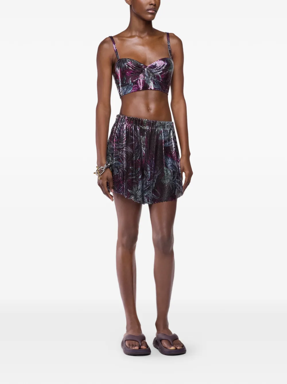 Rabanne Cropped top met palmboom Paars
