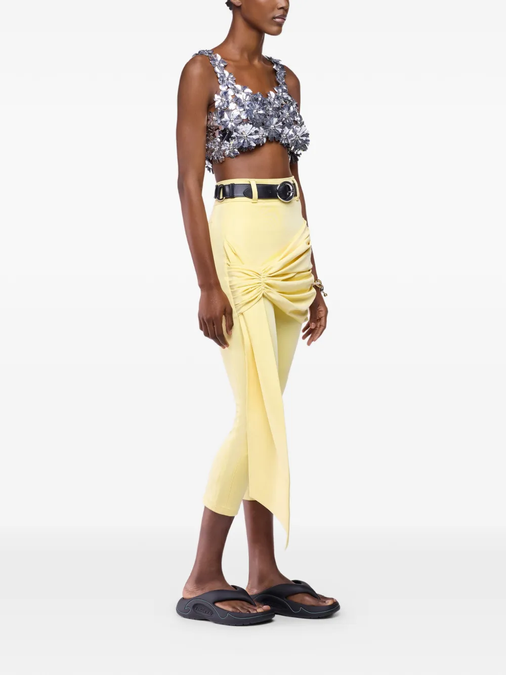 Rabanne Broek met gedrapeerd detail Geel