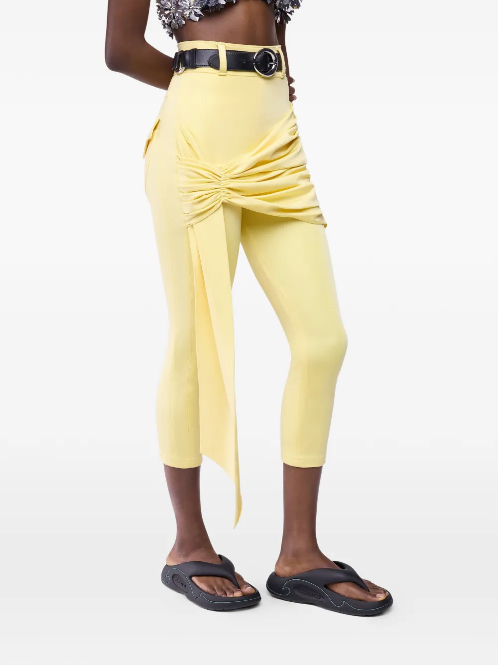 Rabanne draped-detail trousers - Yellow
