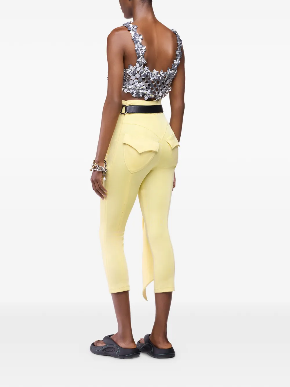 Rabanne Broek met gedrapeerd detail Geel