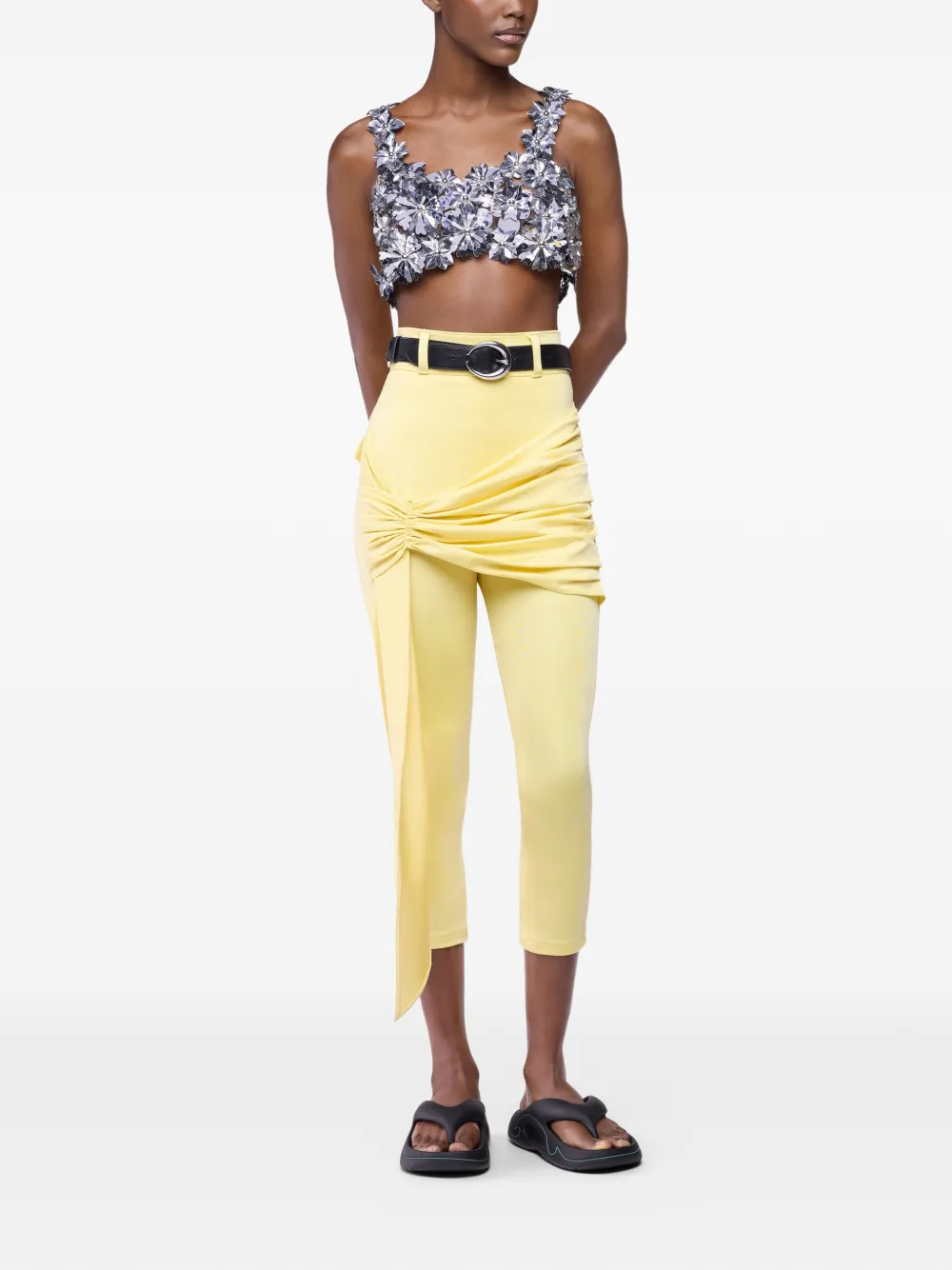 Rabanne Broek met gedrapeerd detail Geel