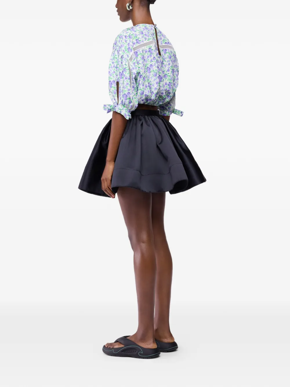 Rabanne Cropped top met pofmouwen en bloemenprint Paars