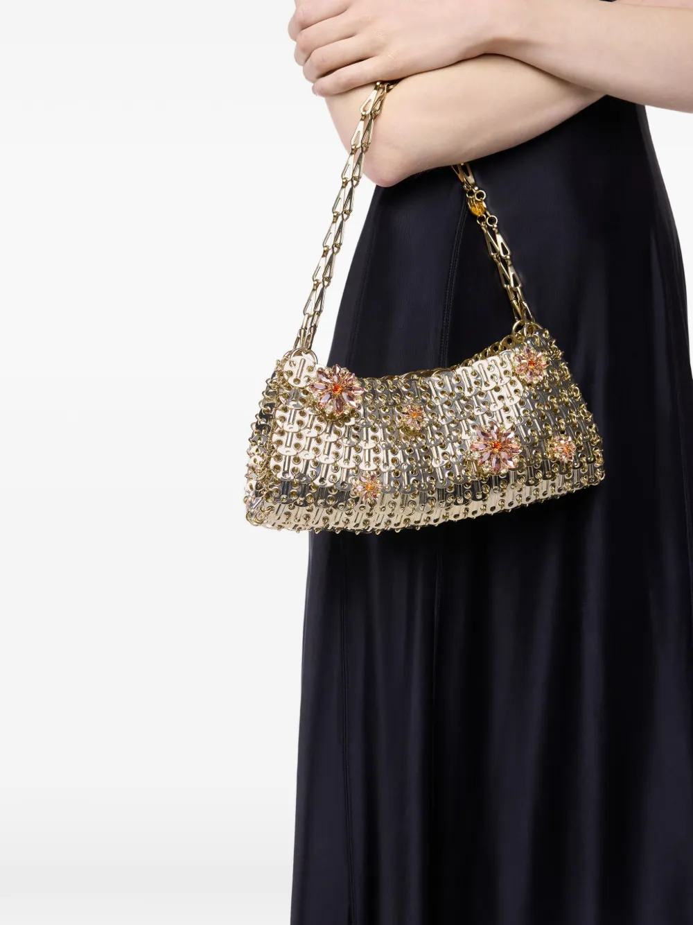  Rabanne 1969 Strass-flower Shoulder Bag - Gold 