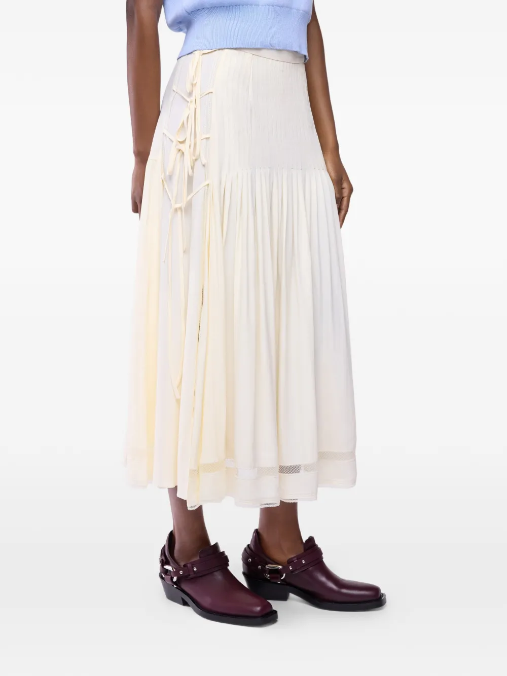 Rabanne Midi-rok met strik en kant Beige