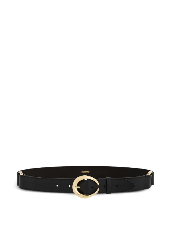 Rabanne Ring Belt in Classic Leather in Black