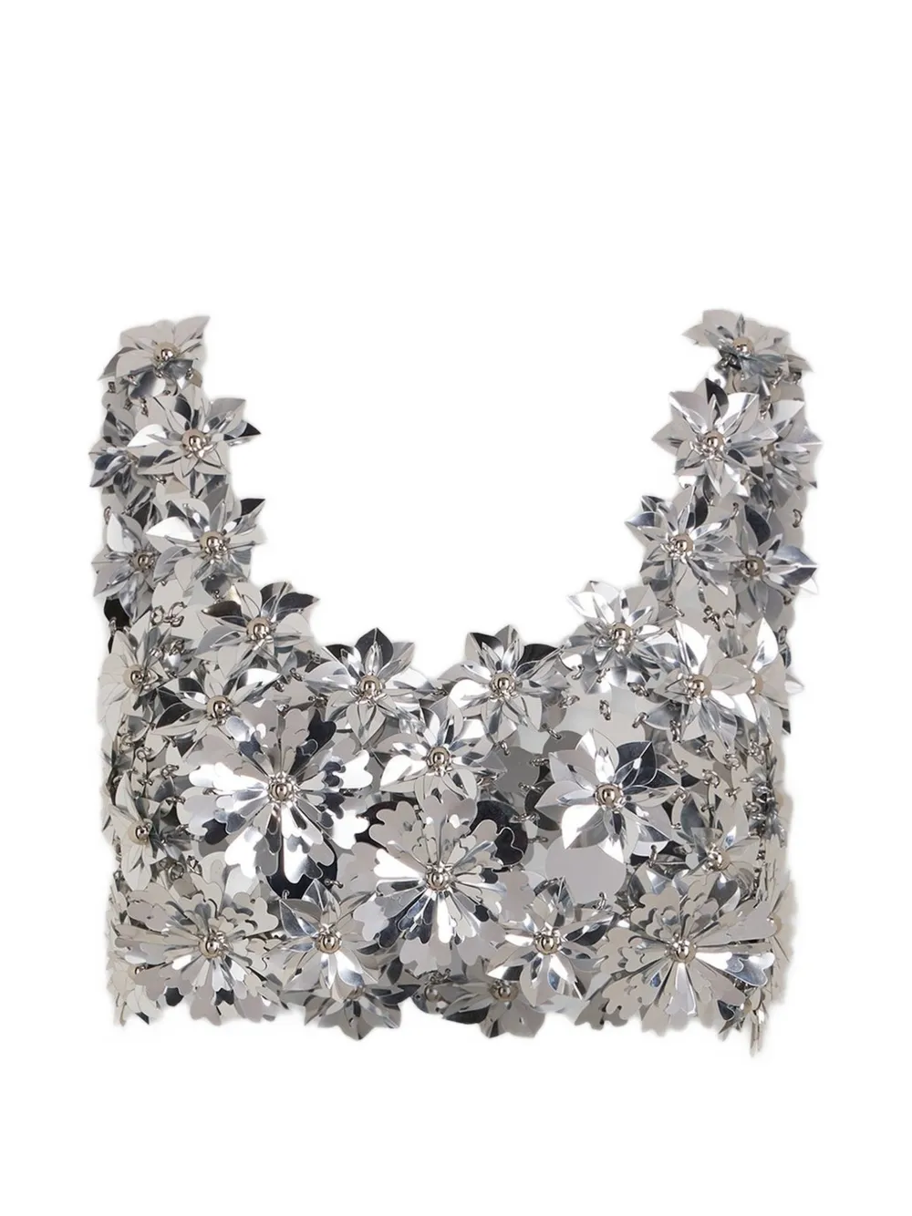 Rabanne flower-appliqué top - Argento
