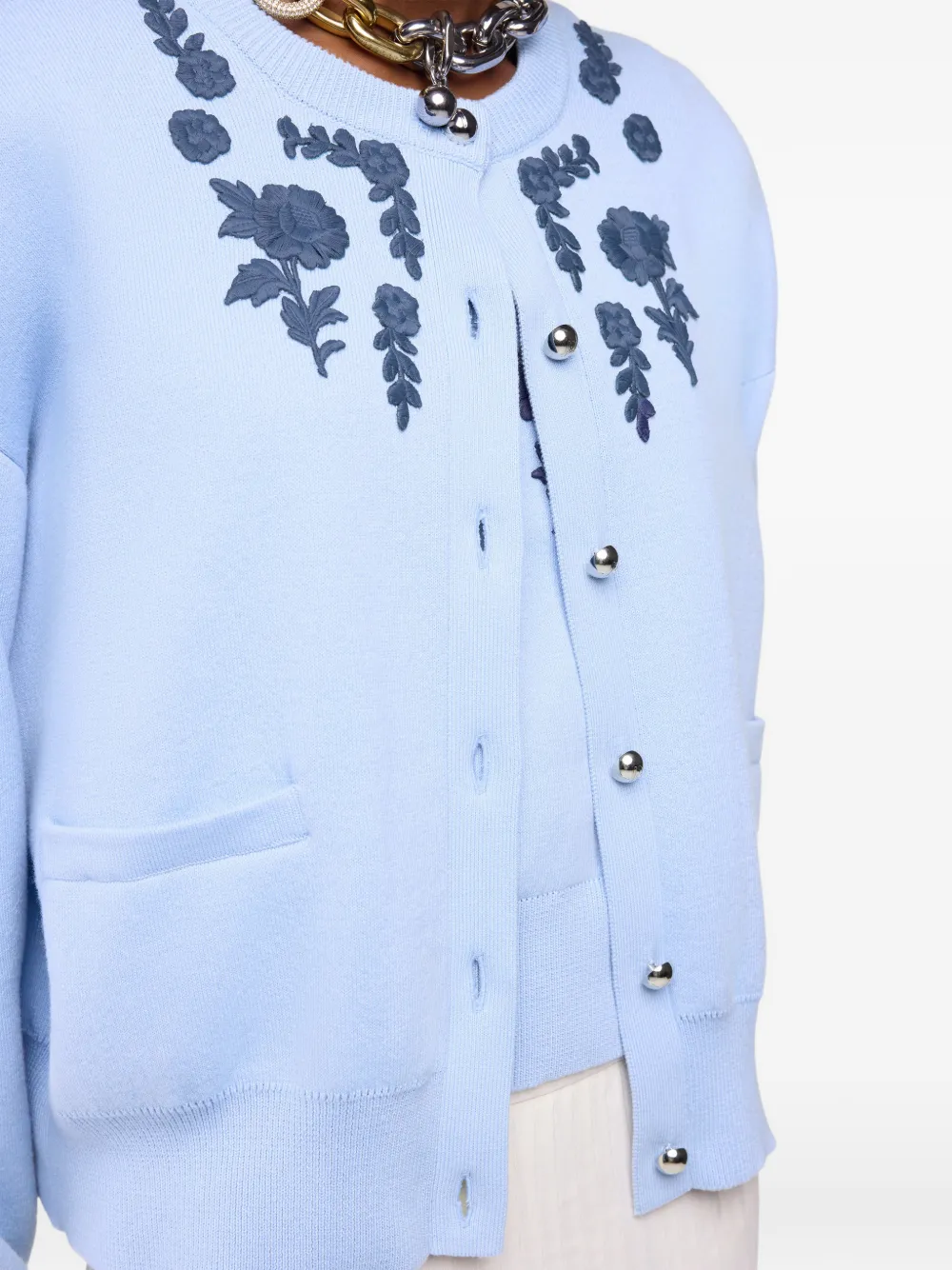 Rabanne Vest met geborduurde bloemen Blauw