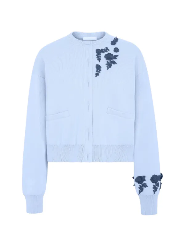 Rabanne Floral-embroidery Cardigan in Blue